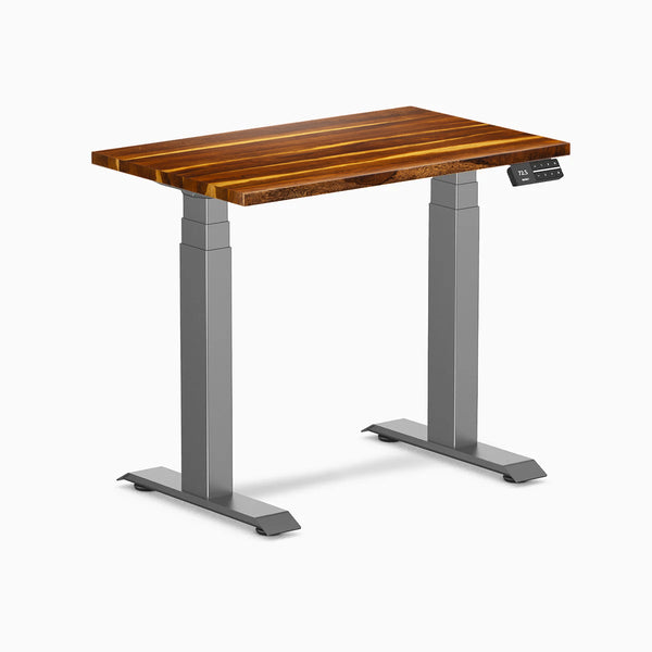 Desky Dual Mini Hardwood Sit Stand Desk, Pheasantwood desktop, Space Grey frame