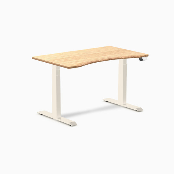 Desky Dual Ergo Edge Sit Stand Desk, Bamboo desktop, Wheat frame