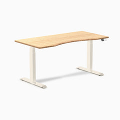 Desky Dual Ergo Edge Sit Stand Desk, Bamboo desktop, Wheat frame