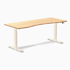 Desky Dual Ergo Edge Sit Stand Desk, Bamboo desktop, Wheat frame