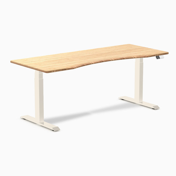 Desky Dual Ergo Edge Sit Stand Desk, Bamboo desktop, Wheat frame