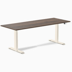 Desky Dual Melamine Sit Stand Desk, Jarrah Legno desktop, Wheat frame