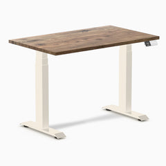 Desky Dual Mini Hardwood Sit Stand Desk, Natural Walnut Hardwood desktop, Wheat frame