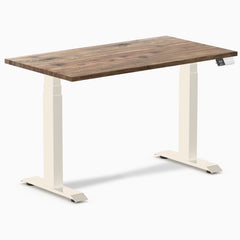 Desky Dual Mini Hardwood Sit Stand Desk, Natural Walnut Hardwood desktop, Wheat frame