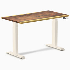 Desky Dual Mini Hardwood Sit Stand Desk, Saman desktop, Wheat frame