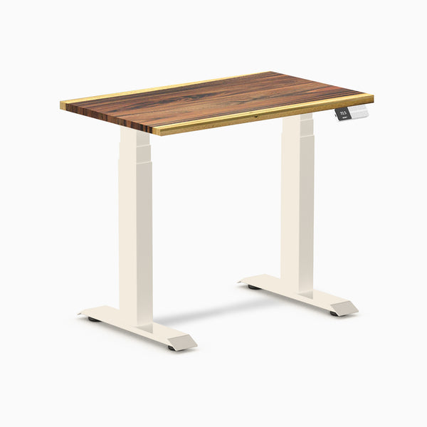Desky Dual Mini Hardwood Sit Stand Desk, Saman desktop, Wheat frame