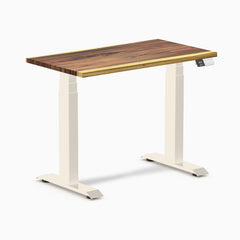 Desky Dual Mini Hardwood Sit Stand Desk, Saman desktop, Wheat frame