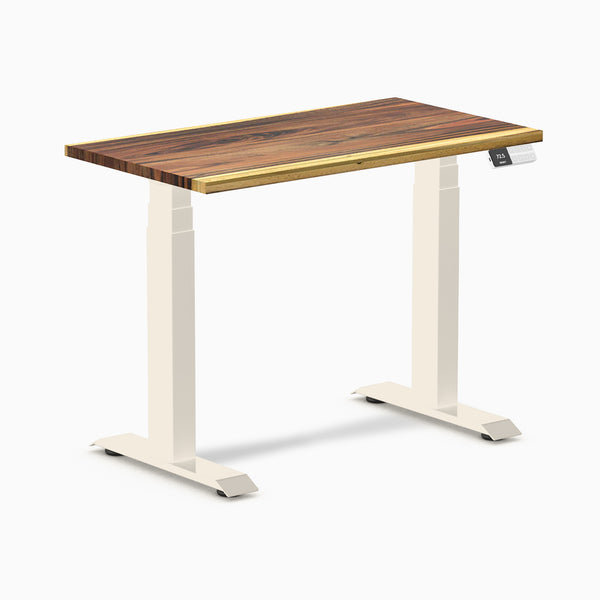Desky Dual Mini Hardwood Sit Stand Desk, Saman desktop, Wheat frame