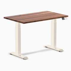 Desky Dual Mini Hardwood Sit Stand Desk, Walnut desktop, Wheat frame