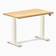 Desky Dual Mini Hardwood Sit Stand Desk, White Oak desktop, Wheat frame
