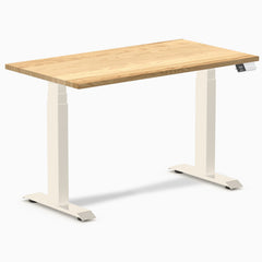 Desky Dual Mini Hardwood Sit Stand Desk, White Oak desktop, Wheat frame