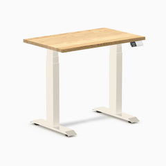 Desky Dual Mini Hardwood Sit Stand Desk, White Oak desktop, Wheat frame