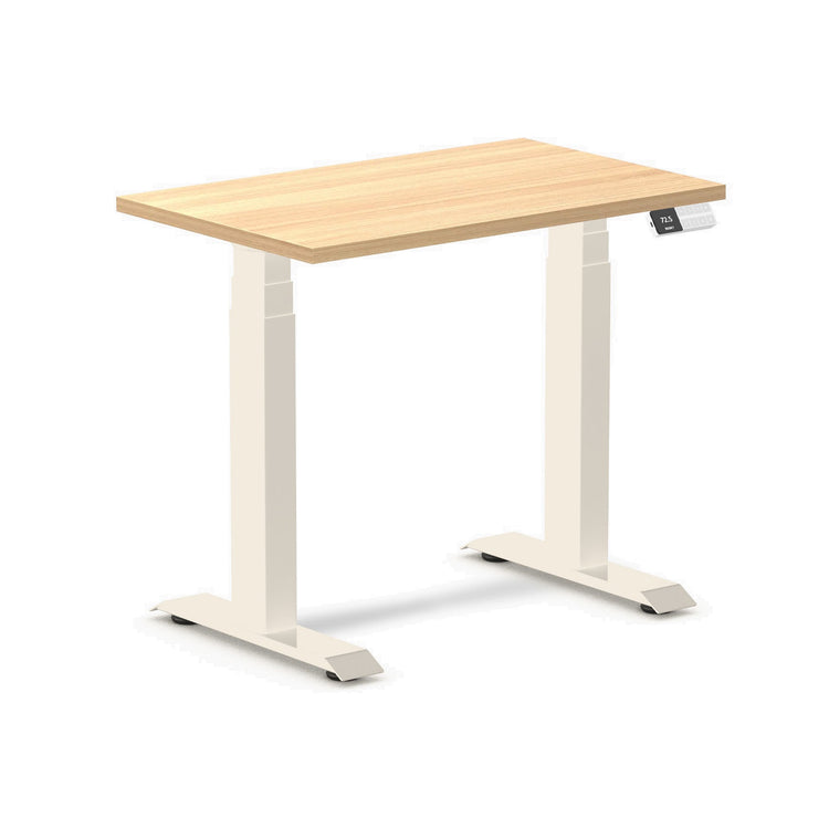 Desky Dual Mini Sit Stand Desk Sublime Teak / 800x500mm / Wheat