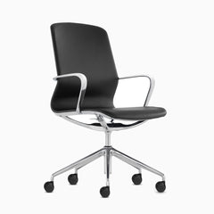 Desky executive meeting chair in black leather 