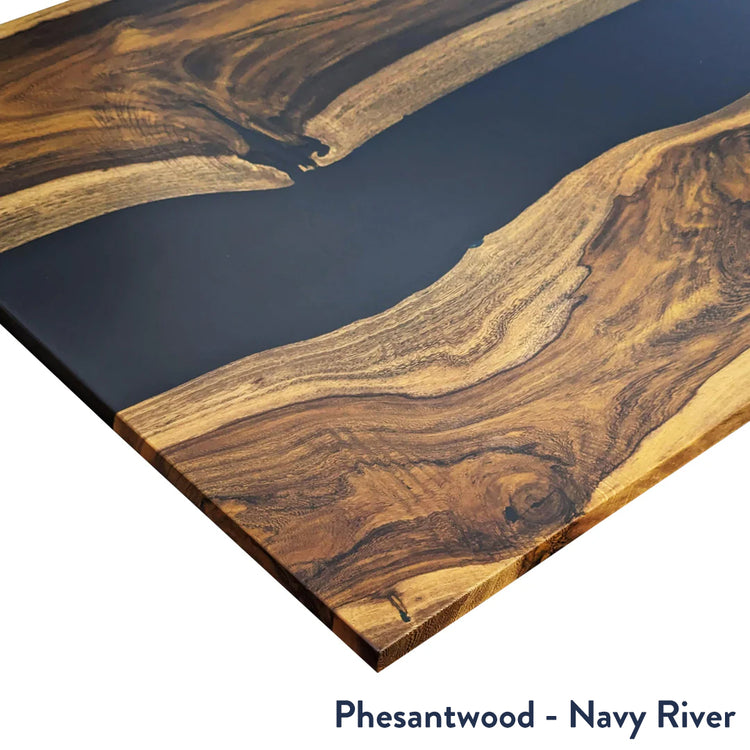 Resin hardwood pheasantwood navy river desktop