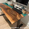 Desky fixed resin hardwood desk in emerald river setup