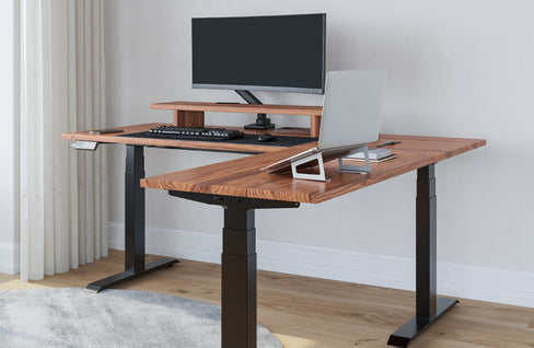 large hardwood l-shape desk
