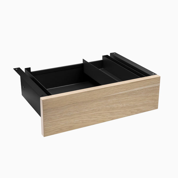 Desky Minimal Under Desk Drawer - Classic Oak Melamine Black Frame