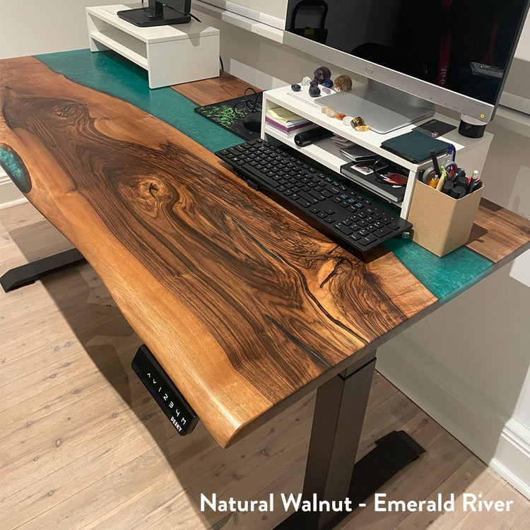 Desky Dual Resin Hardwood Sit Stand Desk Pheasantwood -Desky®