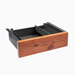 Desky Minimal Under Desk Drawer, Red Cedar Softwood desktop, Space Grey frame