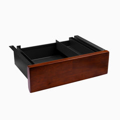 Desky Minimal Under Desk Drawer - Red Walnut Rubberwood Black Frame