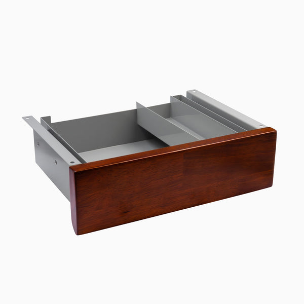 Desky Minimal Under Desk Drawer - Red Walnut Rubberwood Grey Frame