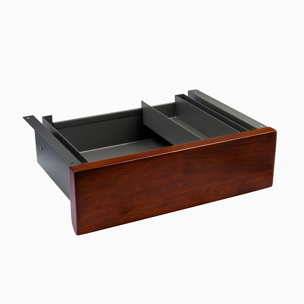 Desky Minimal Under Desk Drawer - Red Walnut Rubberwood Space Grey Frame