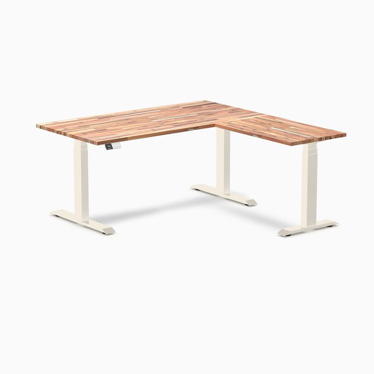 Desky Hardwood L-Shape Sit Stand Desk