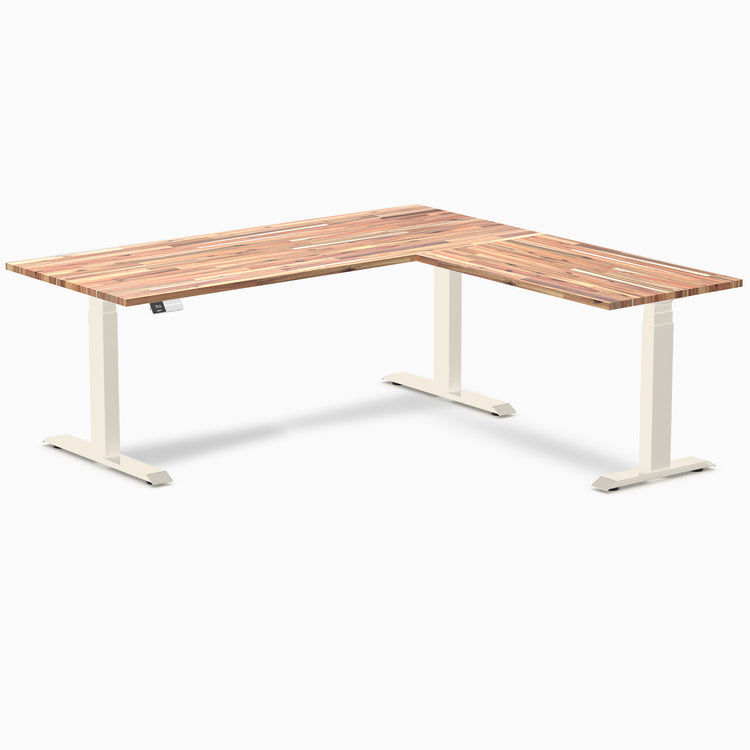 Desky Hardwood L-Shape Sit Stand Desk