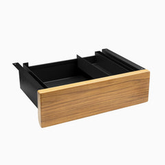 Desky Minimal Under Desk Drawer - Teak Hardwood Black Frame