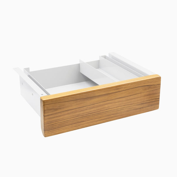 Desky Minimal Under Desk Drawer - Teak Hardwood White Frame