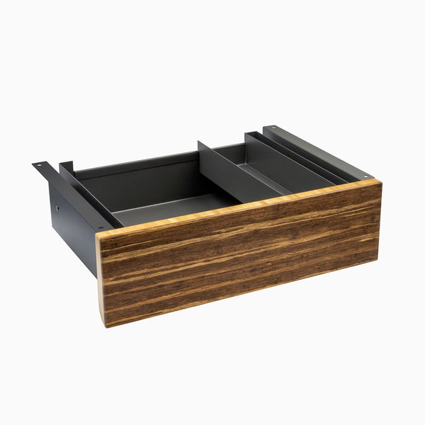 Desky Minimal Under Desk Drawer - Tiger Bamboo Space Grey Frame