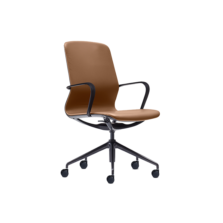 Desky Executive Meeting Chair-Tan Leather & Black Frame Desky®