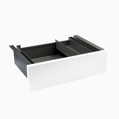 Desky Minimal Under Desk Drawer - White Melamine Space Grey Frame