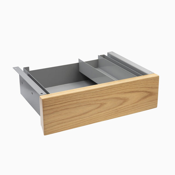 Desky Minimal Under Desk Drawer - White Oak Hardwood Grey Frame