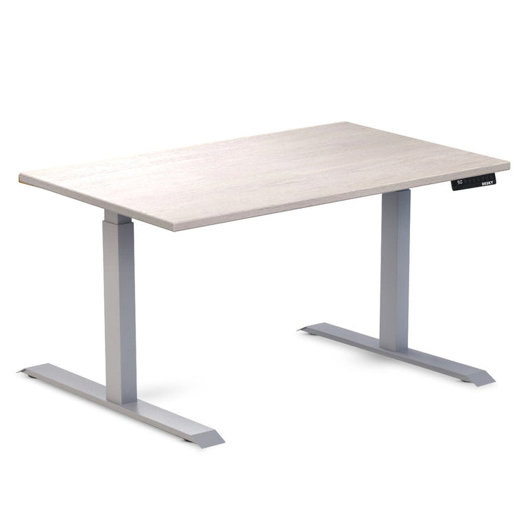 Desky Dual Rubberwood Sit Stand Desk White Brushed 1200x700/750mm - Desky