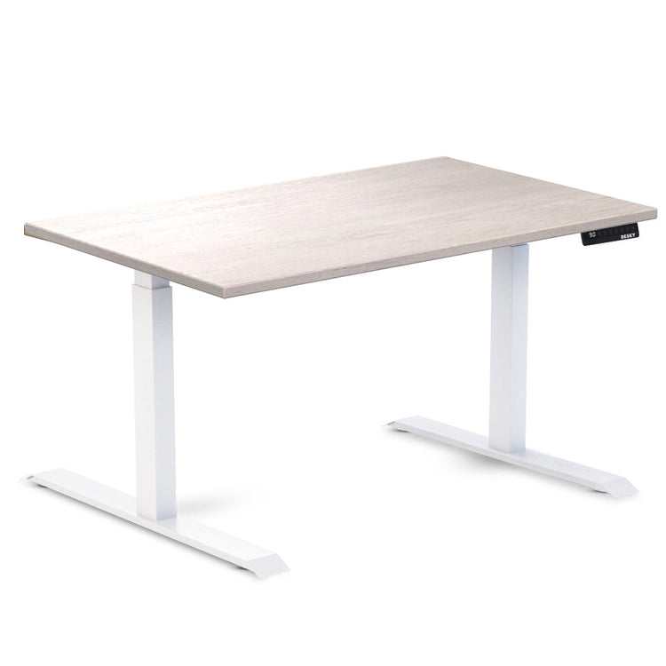 Desky Dual Rubberwood Sit Stand Desk White Brushed 1200x700/750mm - Desky
