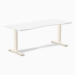 Desky Zero Ergo Edge Office Desk, White desktop, Wheat frame