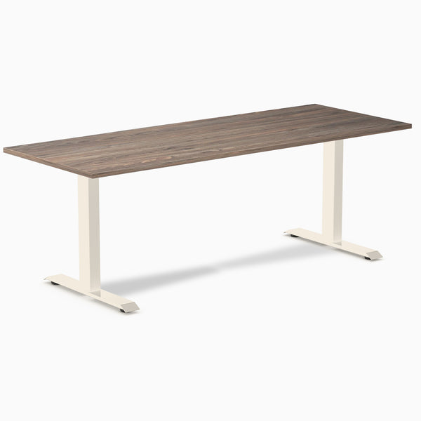 Desky Zero Melamine Office Desk, Natural Walnut desktop, Wheat frame