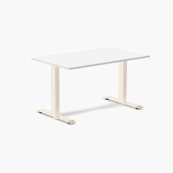 Desky Zero Melamine Office Desk, White desktop, Wheat frame