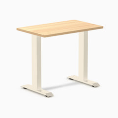 Desky Zero Mini Office Desk, Sublime Teak desktop, Wheat frame