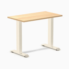 Desky Zero Mini Office Desk, Sublime Teak desktop, Wheat frame