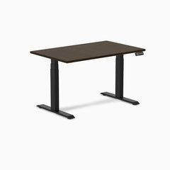 Desky Dual Bamboo Sit Stand Desk-Dual Desks-Desky-Dark Bamboo-1200x750mm-Matte Black-Desky® Australia