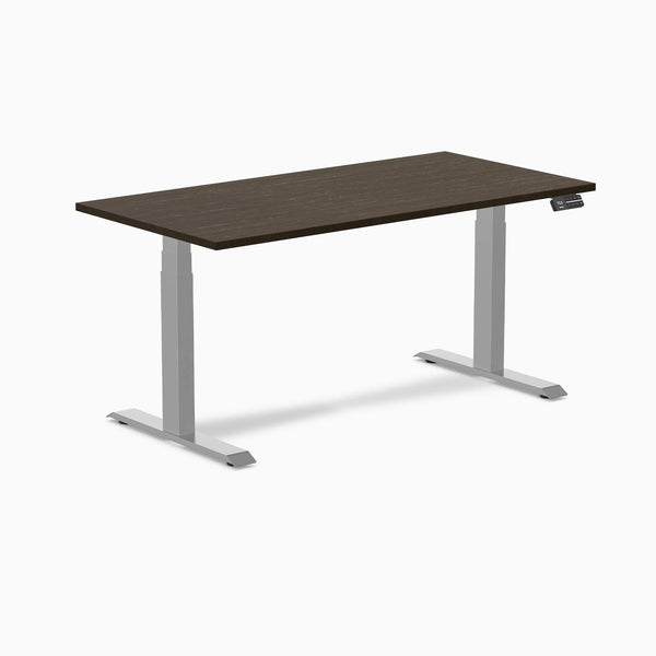 Desky Dual Bamboo Sit Stand Desk-Dual Desks-Desky-Dark Bamboo-1500x750mm-Grey-Desky® Australia