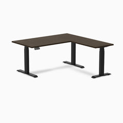 Desky Bamboo L-Shape Sit Stand Desk-L Shape Desks-Desky-Dark Bamboo-1500x750x1550x500mm-Matte Black-Desky® Australia