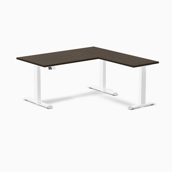 Desky Bamboo L-Shape Sit Stand Desk-L Shape Desks-Desky-Dark Bamboo-1500x750x1550x500mm-White-Desky® Australia