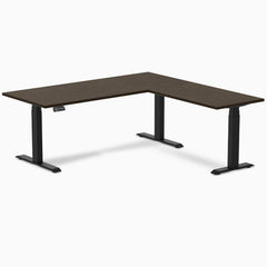 Desky Bamboo L-Shape Sit Stand Desk-L Shape Desks-Desky-Dark Bamboo-1800x750x1750x600mm-Matte Black-Desky® Australia