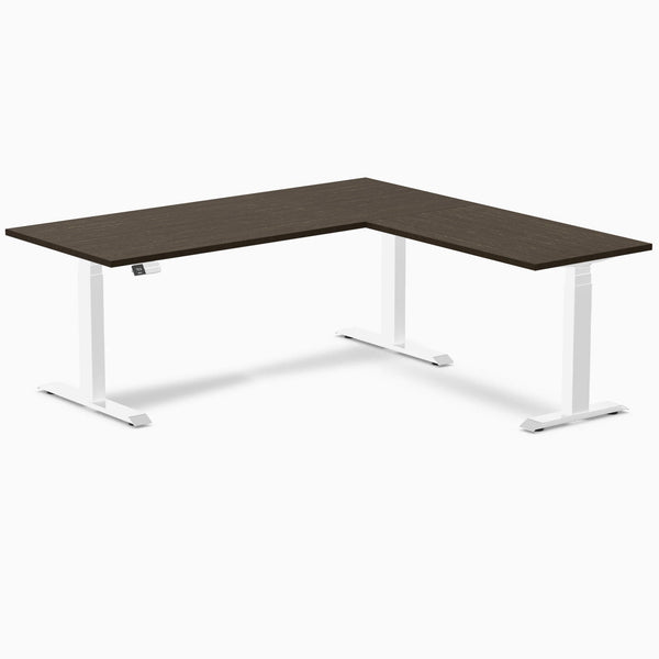 Desky Bamboo L-Shape Sit Stand Desk-L Shape Desks-Desky-Dark Bamboo-1800x750x1750x600mm-White-Desky® Australia
