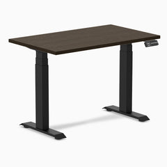 Desky Dual Mini Bamboo Sit Stand Desk-Dual Desks-Desky-Dark Bamboo-1000x600mm-Matte Black-Desky® Australia