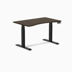 Desky Dual Ergo Edge Sit Stand Desk-Dual Desks-Desky-Dark Bamboo-1200x750mm-Matte Black-Desky® Australia